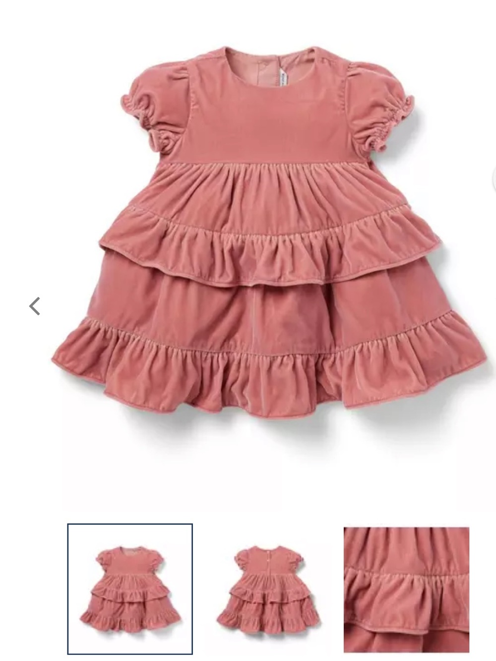 Janie and Jack Velvet Ruffled Dress in Dry Pink